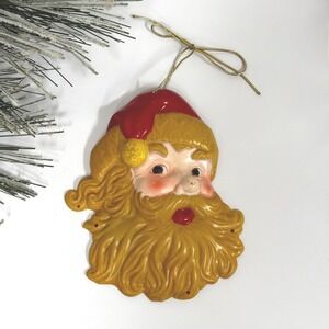 Large vintage Santa face ornament: 7.5"